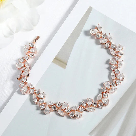 16.8-20.4CTTW Luxury Water Drop Moissanite Bracelet Wedding Female Jewelry Full Diamond Sterling Silver Bangle Plated 18K