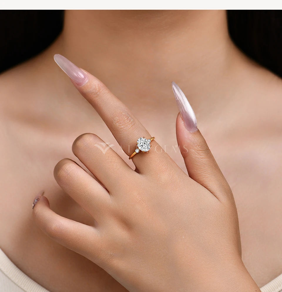 2CT Oval Cut Moissanite Solitaire Ring for Women Lab Grown VVS1 Diamond 9*7mm S925 Silver 18K Gold Wedding Fine Jewelry