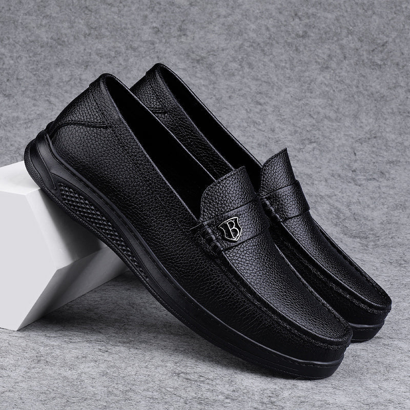 Genuine Leather Casual Shoes Men Handmade Slip on Platform Walking Shoes Outdoor Footwear Driving Loafers Breathable Sneakers