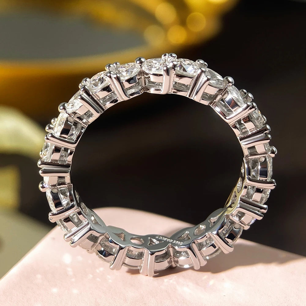Moissanite Eternity Band Rings for Women Jewelry GRA Certified D Color VVS1 Lab Grow Diamond s925 Sterling Silver Ring