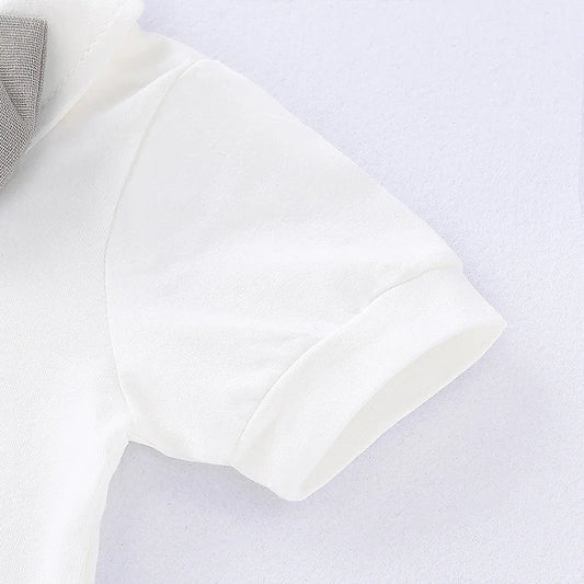 Summer Kids Baby Boys Short Sleeve Rompers + Braces Shorts Clothing Sets Baby Boys Gentleman Children's Clothes Suit