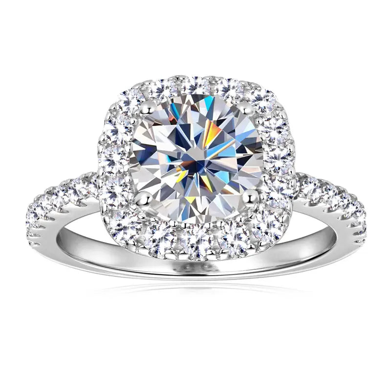 8mm 2ct Moissanite Halo Ring Certified 925 Sterling Silver Engagement Rings For Women Girls Wedding Party Jewelry Gift