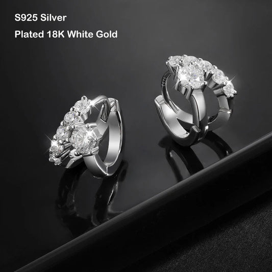 100% Real D Color 0.3CT 4mm Moissanite Hoop Earrings For Women S925 Sterling Silver Plated 18K White Gold Diamond Earring