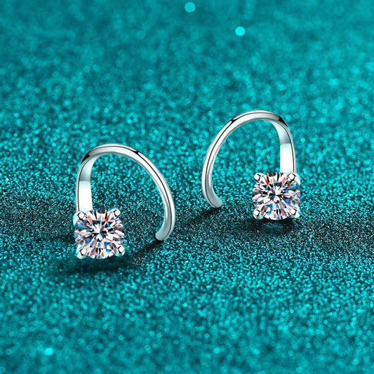5mm Round Brilliant Cut Rotatable Moissanite Stud Earrings for Women Hypoallergenic 100% Pure S925 Silver Bridal Jewelry