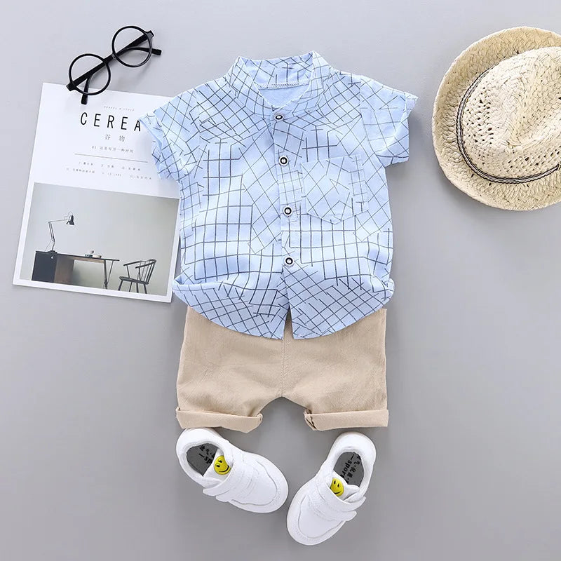 2024 Summer Casual Clothes Fashion Baby Boy's Suit Set Top Shorts 2PCS Baby Clothing Set For Boys Infant Suits Kids Clothes