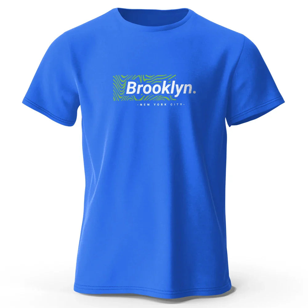 Brooklyn New York Print, Men's Novel Graphic Design T-shirt, Casual Comfy Summer Tees for Men's Daily ActivitiesTops Clothing