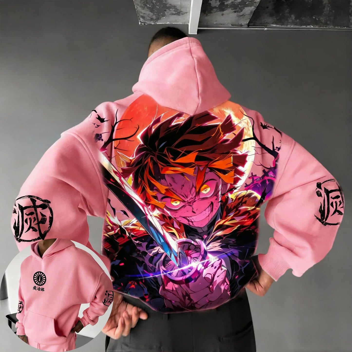 Hoodie 2026 Autumn/Winter Men's Kamado Tanjirou Anime Printed Casual Sports Parent Child Top
