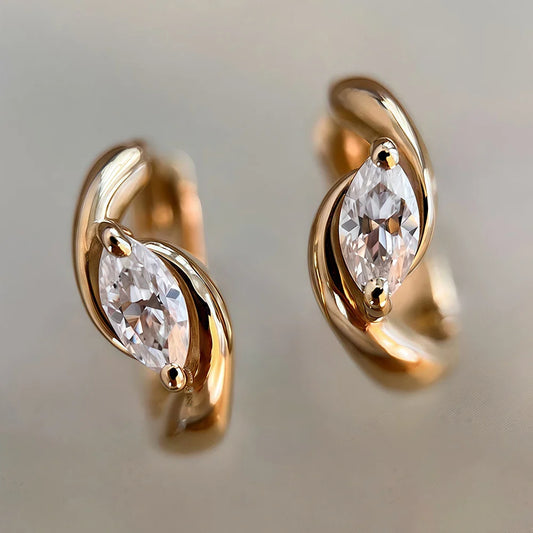 0.4 Carat Marquise Cut Moissanite Diamond Huggies Hoop Earrings with Certificates 925 Sterling Silver Drop Earring for Women Men