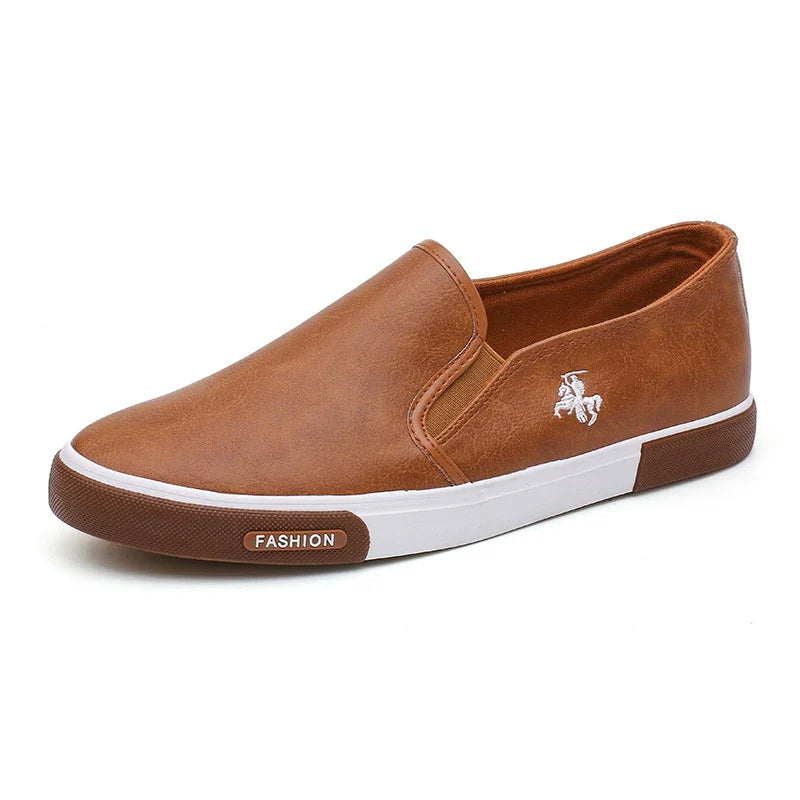 Men Leather Shoes Flat Heel Low Top Slip-on Breathable Fashion Business Trendy All-match Comfortable Spring and Autumn Main Push