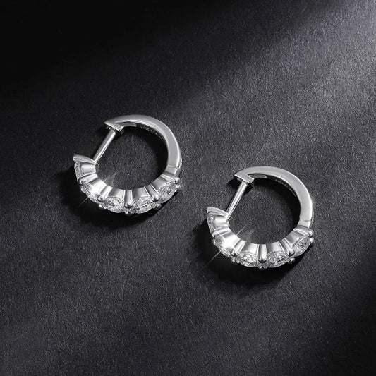 100% 925 Sterling Silver each 0.2ct 3.5mm Moissanite Hoop Earrings For Women Sparkling Wedding Party Fine Jewelry Gift