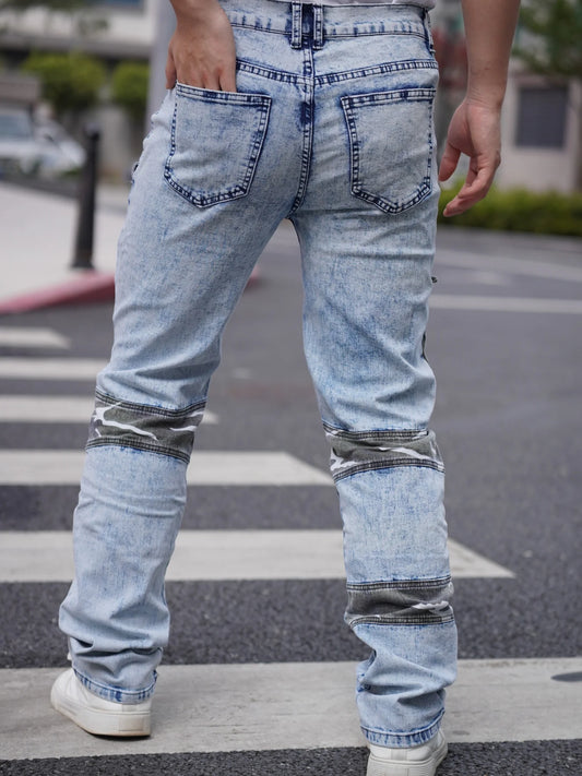 Men's Jeans Camouflage Patchwork Trendy Fashion Industrial Style Pocket Decoration Promotional Offer Free Shipping