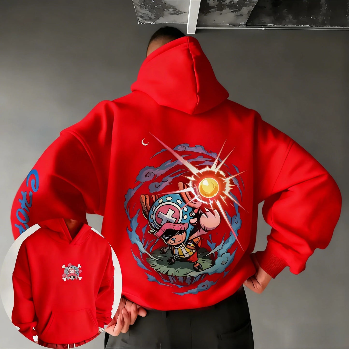 Anime Tony Tony Chopper Printed Hoodie Spring/Autumn Men's New Loose Casual American Street Hip Hop Parent Child Top