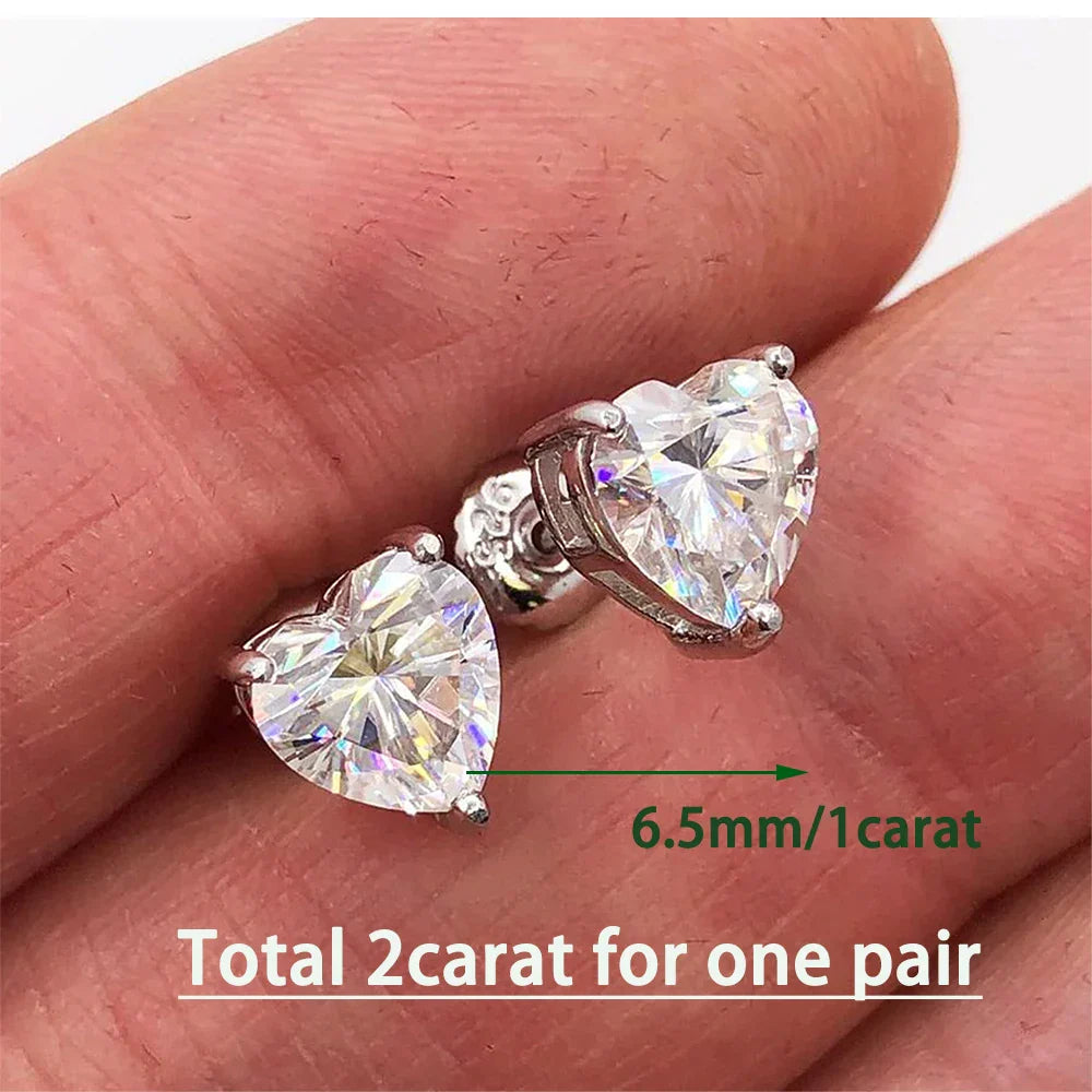 Certified 5cttw Full Moissanite Drop Earrings for Women Heart Cut Lab Diamond Stud Earring 925 Sterling Silver Fine Jewelry