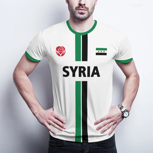 Syria Football T-Shirt Summer Sports Breathable Quick-drying Men's Tops Syrian Flag Map Print Short Sleeve Jersey Kid's Clothes