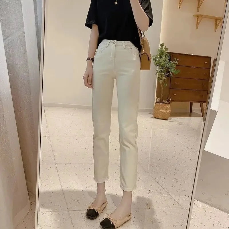 High Waist Straight Leg Nine Tube Pants