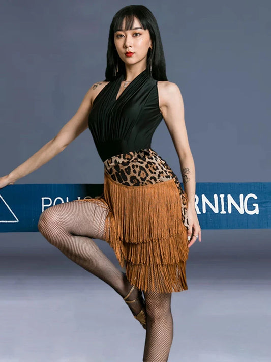 Adult Women's Latin Dance Practice Costume Skirt ter Ne Svel High Waist A-Line Long Dr Irregular Square Dance A...
