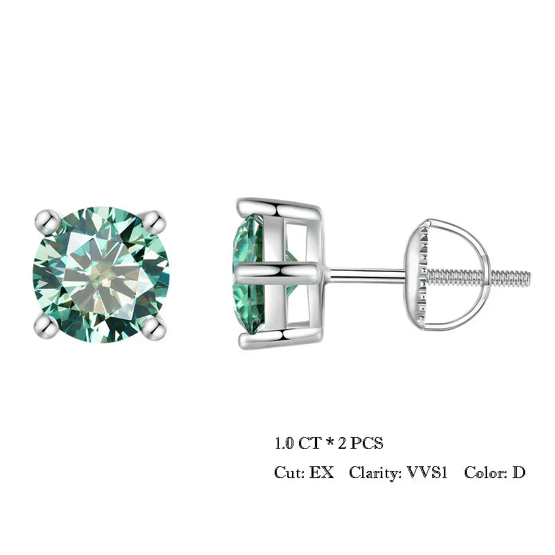 4 Prongs Moissanite Earrings for Women Solid 925 Sterling Silver 2CT VVS1 Lab Diamond Sparkling Classic Wedding Jewelry