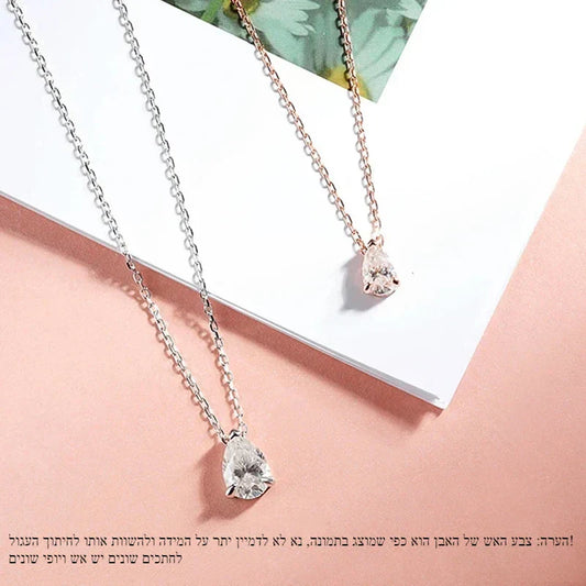 Certified 1CT 2CT Pear Cut D VVS1 Moissanite Necklace for Women 18k Gold Plated Jewelry 100% Sterling Silver 925 Pendant