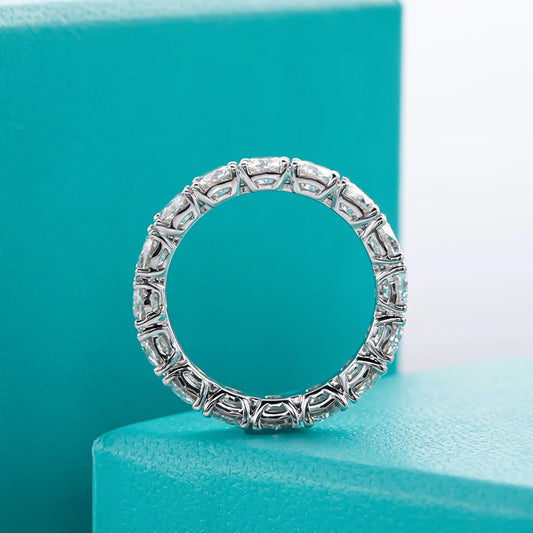 4mm D Color Moissanite Eternity Band Ring 925 Sterling Silver Wedding Rings For Women Jewelry Wholesale