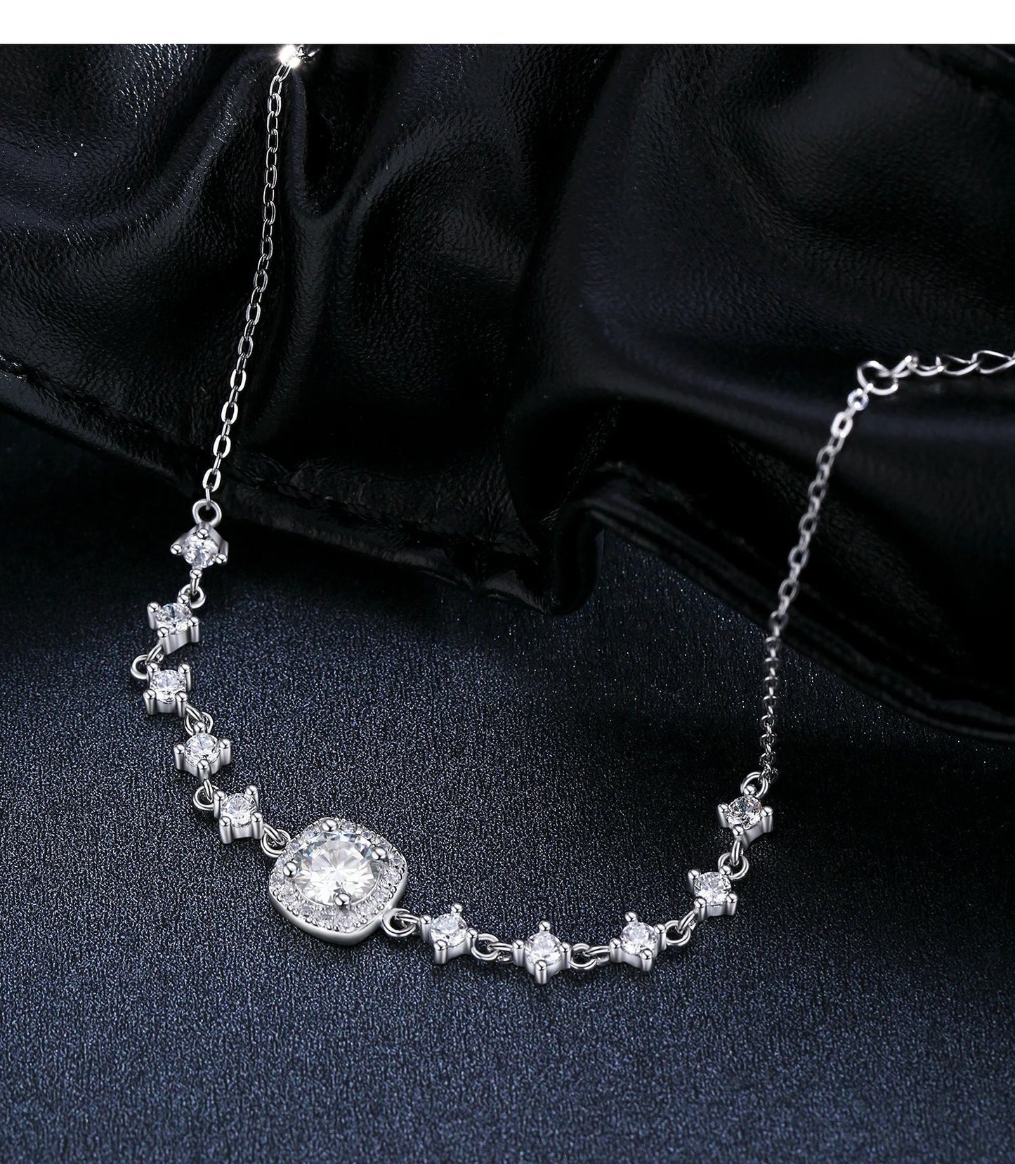 0.8CT D Color Moissanite Luxury Bracelet 925 Sterling Silver Halo Bracelet For Women Bridal Wedding Statement Jewelry