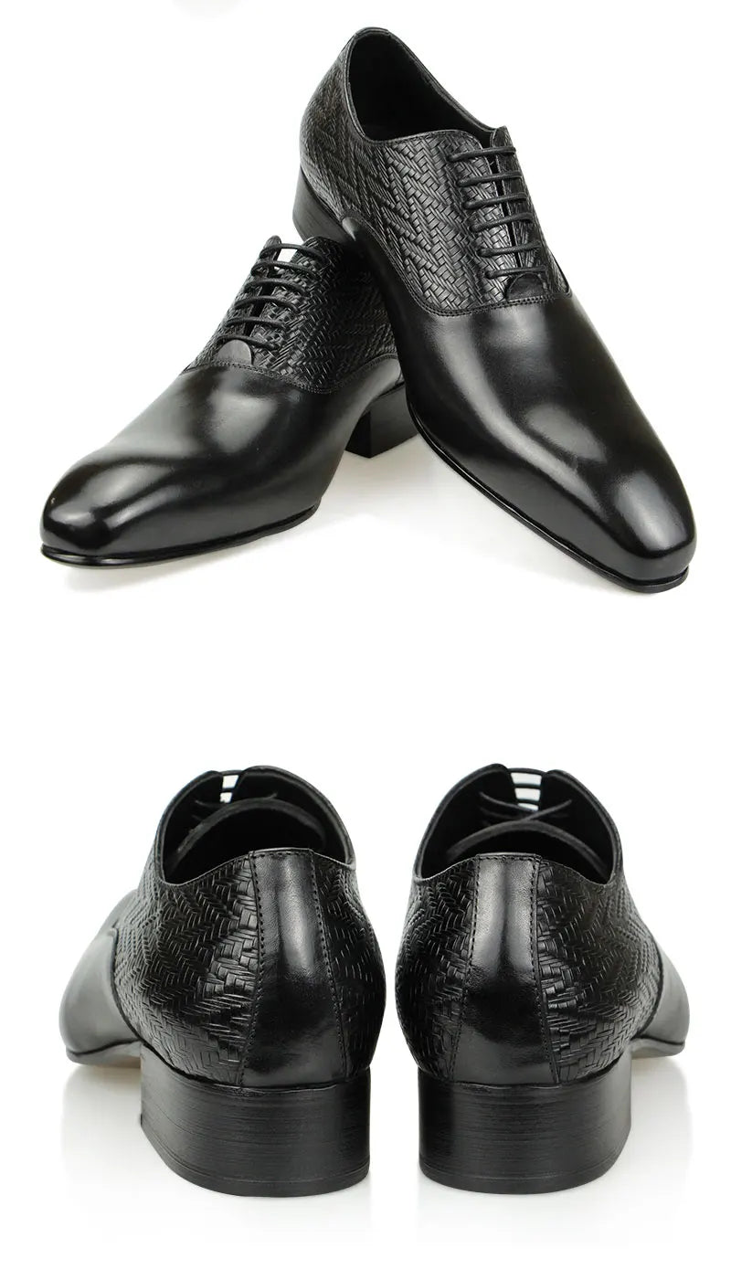 High Grade Black Leather Shoe Formal Office Oxfords Elegant Wedding Position Braid Leather Business Lace Up Men Shoes Handmade