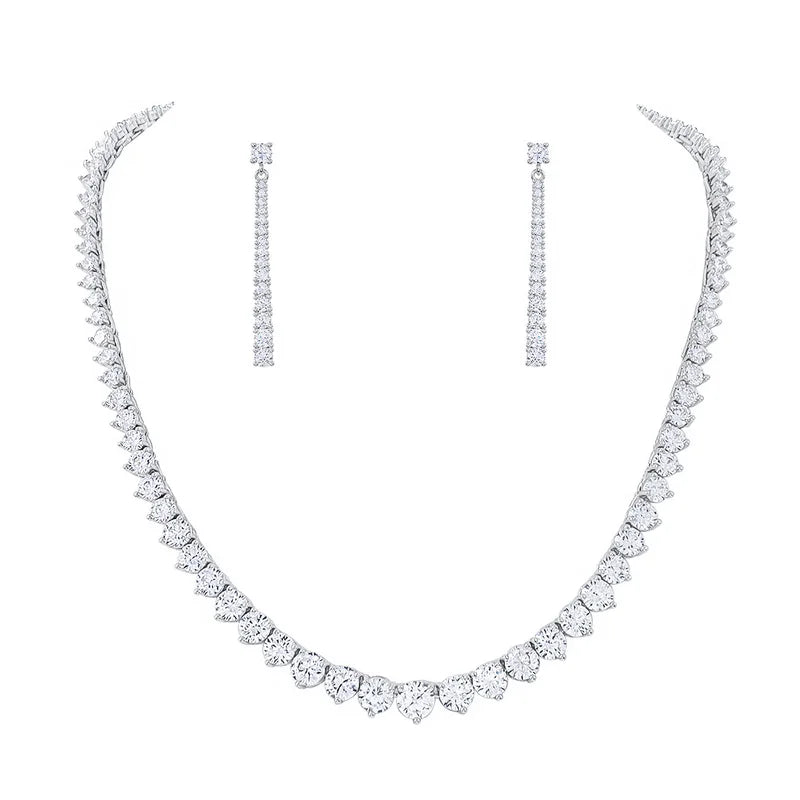 Brand New Arrival Elegant Cubic Zirconia Bridal Necklace and Drop Earring Set for Wedding or Party Jewelry Gifts