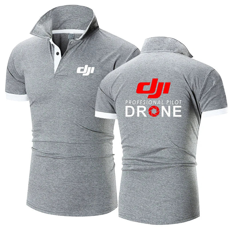 Professional Pilot Drone 2024 Men's New Summer Print Fashion Polo Shirts Comfort Short Sleeves Harajuku Casual Sport Top