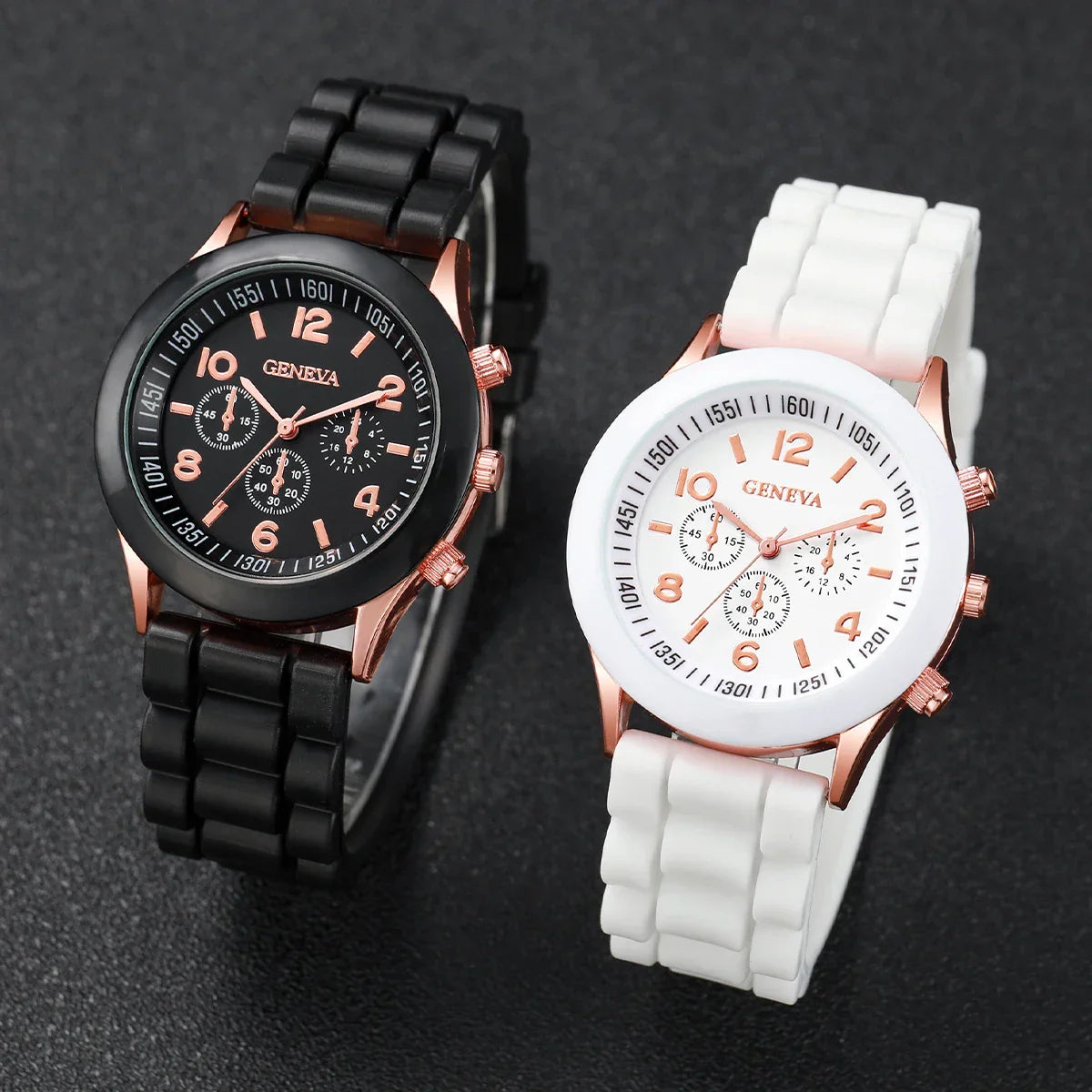 2/3PCS Women Watches Fashion Arabic Dial Silicone Band Quartz Watch Set(Without Box)