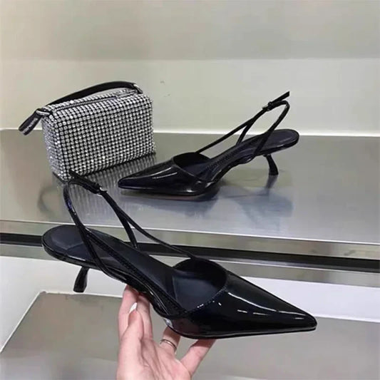 Women Pointed Toe Heels Shoes Sandals 2024 Dress Party Fashion Summer Slippers New Walking Flip Flops Pumps Slides