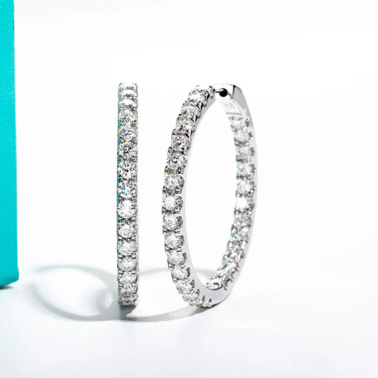 3mm 5.6cttw D Color Moissanite Big Hoop Earrings 925 Sterling Silver Luxury Huggie Earring For Women Jewelry Wholesale