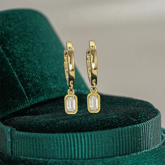 0.5ct Emerald Cut Moissanite Drops Earrings for Women Wedding Party Luxury Jewelry 925 Silver Original Ladies' Earrings