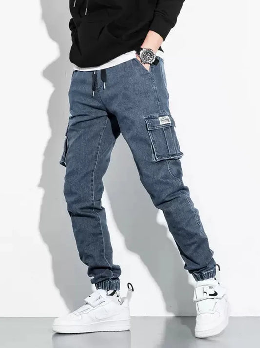 Autumn and Spring Solid Color American Vintage Sports Workwear Denim Jeans for Men Casual Plus Size High Quality Denim Jeans