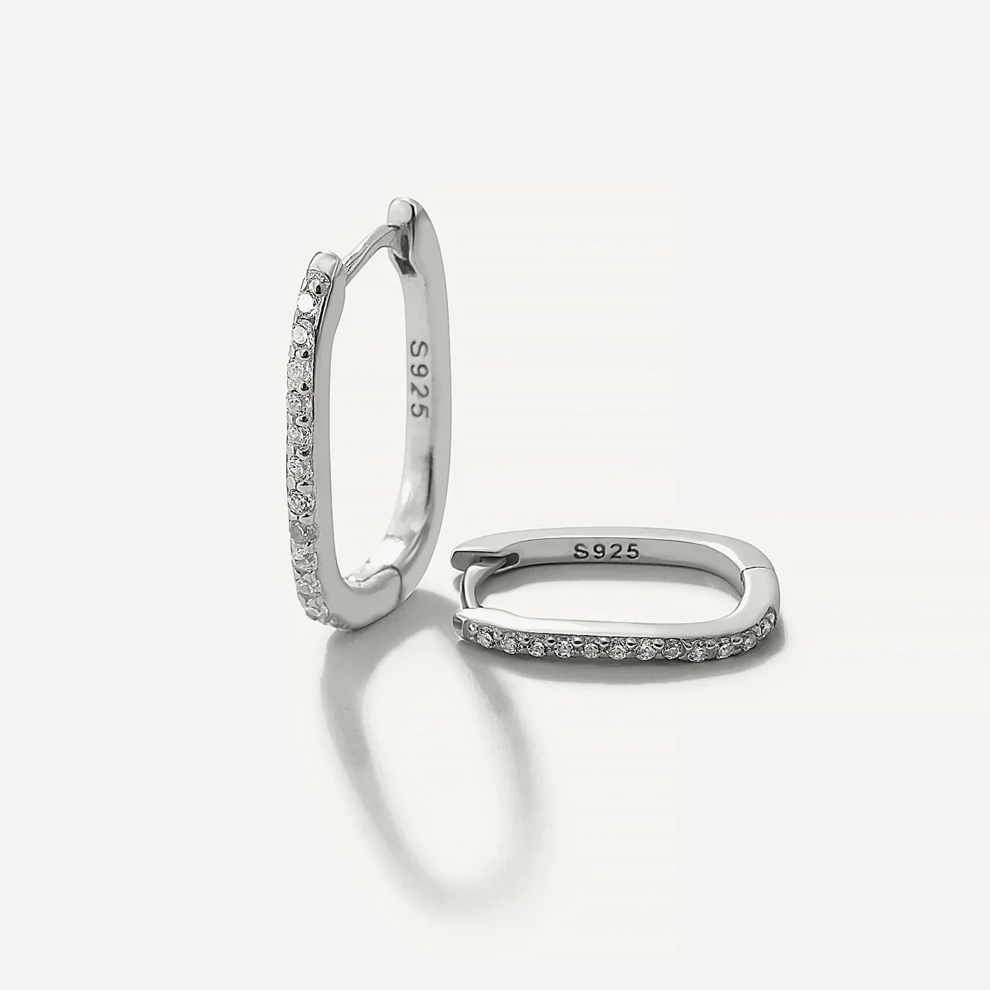 925 Sterling Silver Square Piercing Huggie Hoop Earrings for Women Simple Cubic Zirconia Earings Fine Jewelry Pendientes