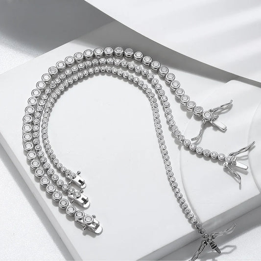 Shiny Tennis Bracelet 925 Sterling Silver 1.5/2/3mm Clear Cubic Zirconia for Women Luxury Chain Bracelet Jewelry SB143