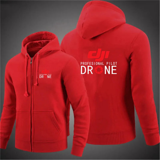 Professional Pilot Drone Autumn Hooded Sweatshirts Men's Hoodie Cardigan Solid Color Classic Jacket Clothing Tops