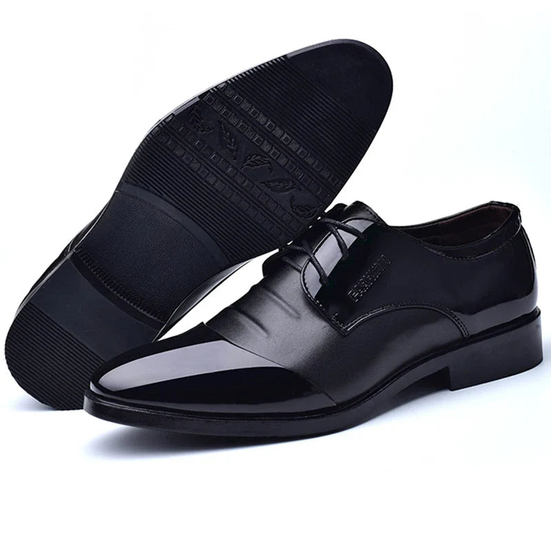 Retro Classic Dress Shoes for Black PU Leather Oxfords Casual Business Shoes for Male Wedding Party Office Formal Work Shoes