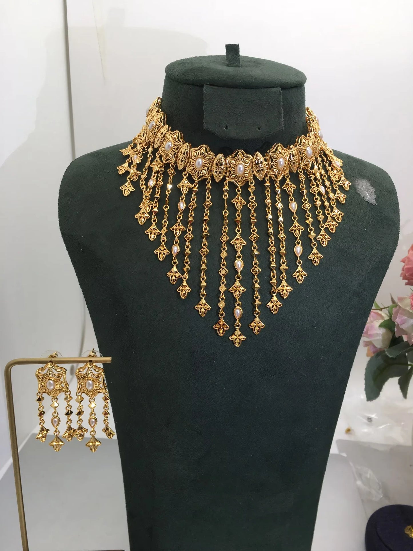 Fashion2PCS Luxury Waterdrop Indian Jewelry Sets For Women Wedding Party Indian Dubai Bridal jewelry Set