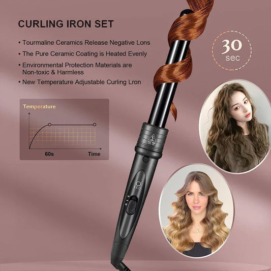 PTC Heating Multi-function Rotary Curling iron 5 in 1 interchangeable Curling tool Quickly heating ceramic barrel curling iron