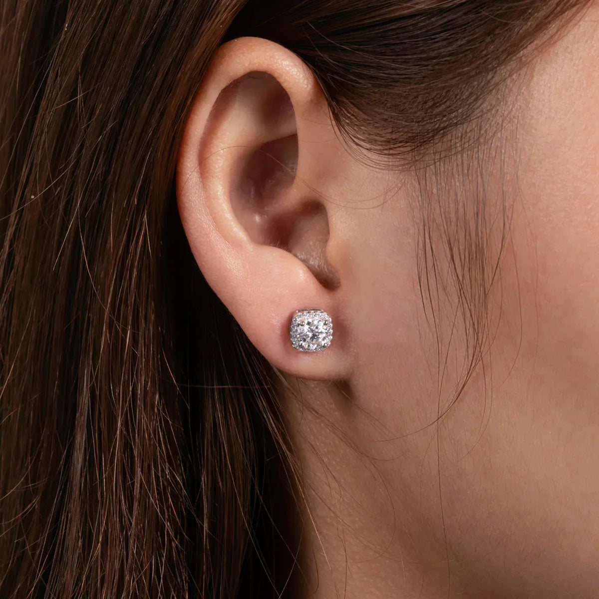 5mm 1cttw D Color Moissanite Diamond 925 Sterling Silver Stud Earrings for Woman Fine Jewelry Wholesale
