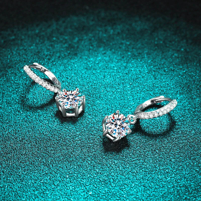 White Gold Plated 2ct Moissanite Drop Earring for Women Sparkling Diamond Earring Wedding Jewelry S925 Sterling Silver