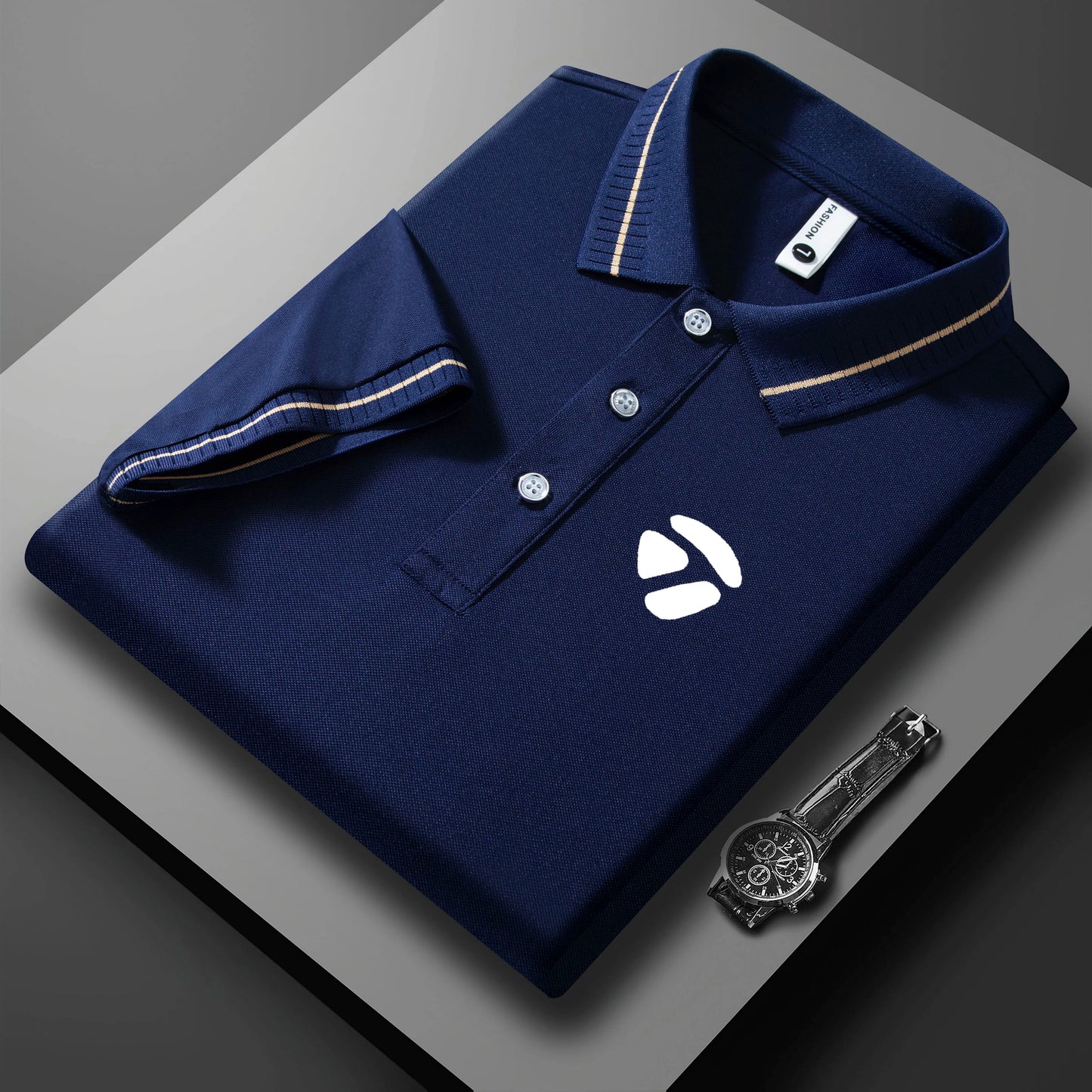 2026 New Men's Polo Collar T-shirt Short Sleeved Casual Sweat Absorbing Breathable T-shirt Men's Top