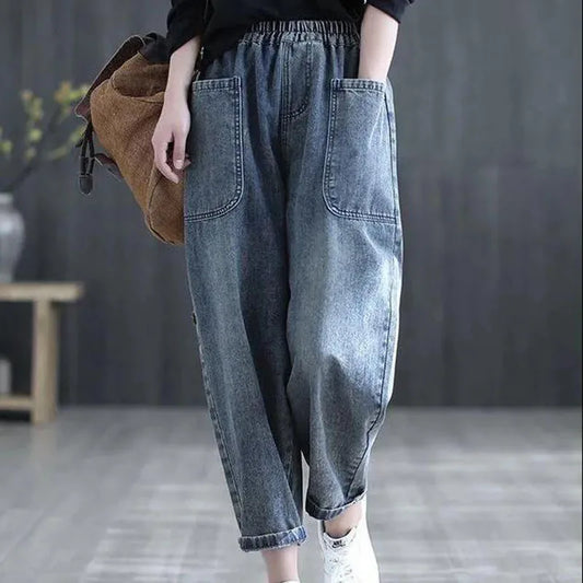 Women's Fashion Large Pocket 9-Point Harlan Pants