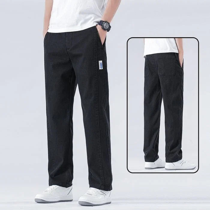 Spring Summer Thin Lyocell Casual Pants Men Loose Straight Fashion Stretch Korean Classic Trousers Men's Clothing Size M-5XL