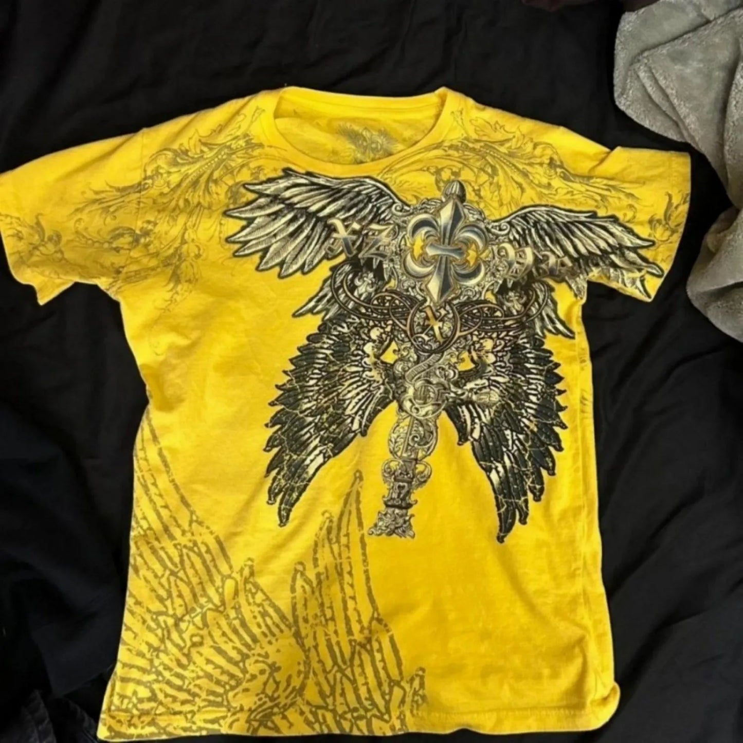 men's summer skull angel wing print comfortable and breathable round neck T-shirt outdoor street versatile top