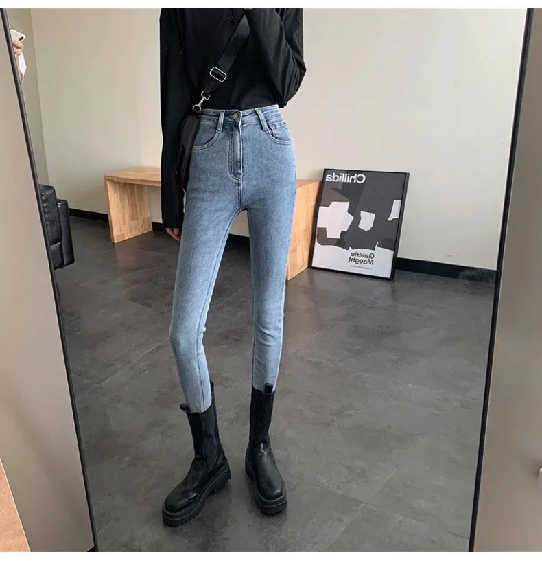 Women's Spring Autumn Style Slim Fit Trendy Denim Pants