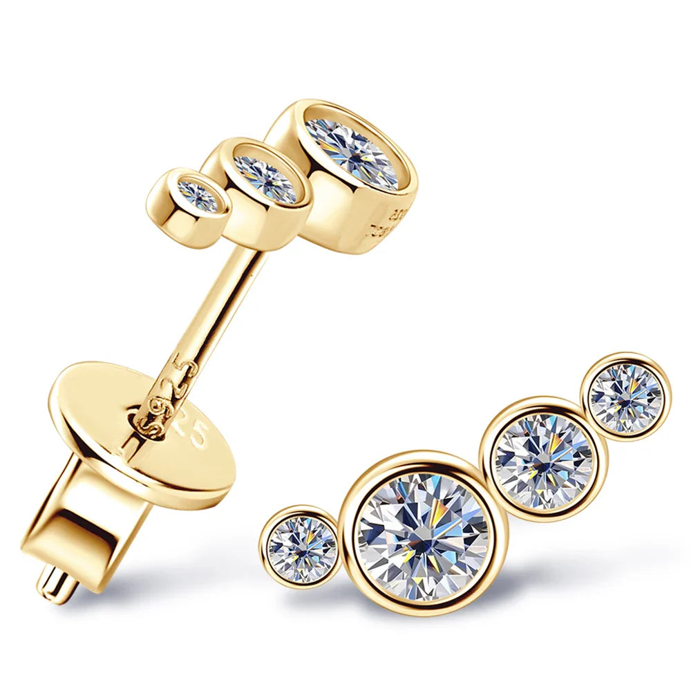 3mm Bezel Moissanite Earrings Original 925 Sterling Silver D Color Diamond Bubble Earrings Ear Stud for Women Fine Jewelry
