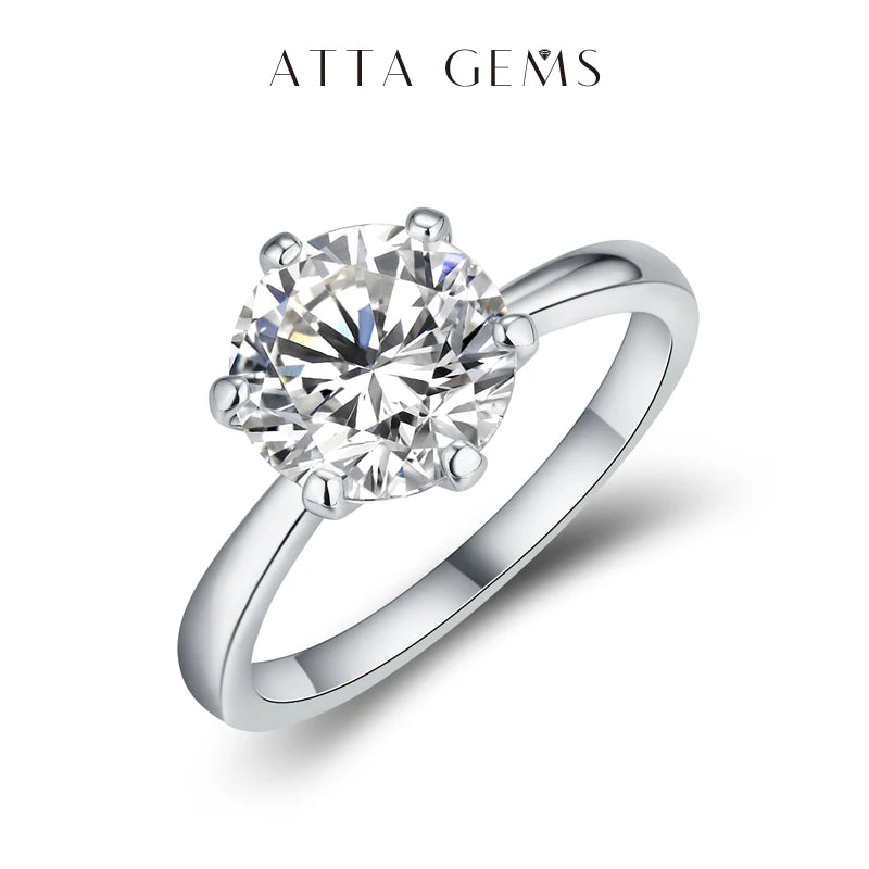 1ct 2ct 3ct Moissanite Ring Round Brilliant Diamond Test Passed 925 Sterling Silver Diamond Solitaire Rings for Women