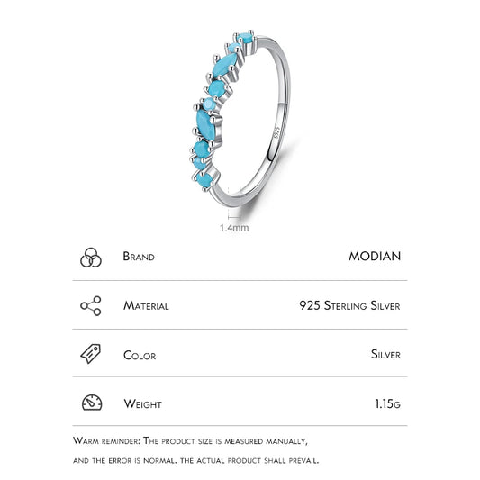 Vintage 925 Sterling Silver Elegant Turquoise Trendy Female Ring For Women Party Stackable Fine Jewely Birthday Gifts