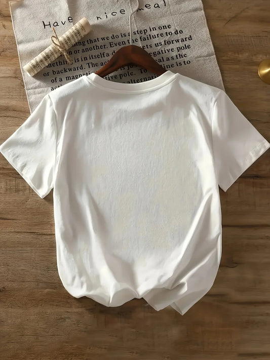 Summer American Retro Ins Papaya Print Round Neck Short Sleeve T-shirt New Style 2025 Suitable for Women Daily Clothing Tops