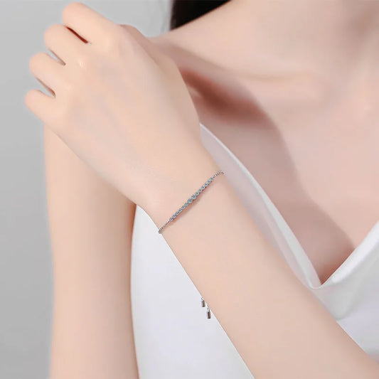 0.24cttw Gradient All Moissanite Bracelets for Women Round Brilliant Cut 100% S925 Sterling Silver Plated 18k Gold